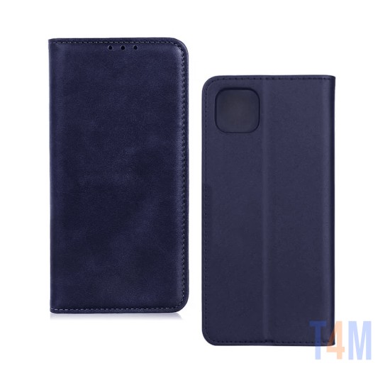 Leather Flip Cover with Internal Pocket for Samsung Galaxy A22 5G Blue